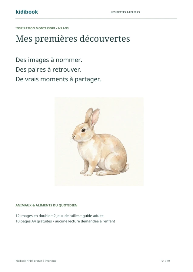 Couverture du livret gratuit : Mes premières découvertes, 2-3 ans