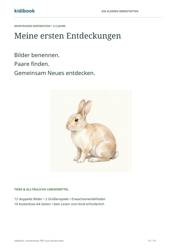Titelbild des kostenlosen Hefts: Meine ersten Entdeckungen, 2-3 Jahre