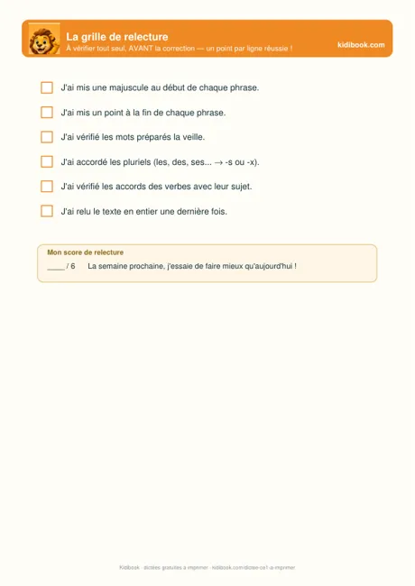 La feuille lignée pour écrire la dictée