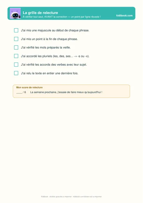 La feuille lignée pour écrire la dictée