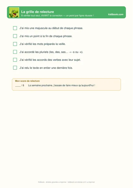 La feuille lignée pour écrire la dictée