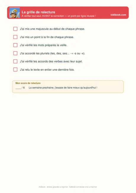 La feuille lignée pour écrire la dictée