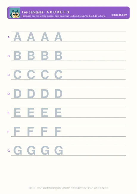 Les lettres capitales à repasser en Grande Section