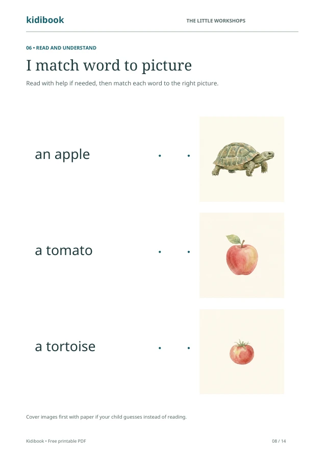 Page 8: words to match with images