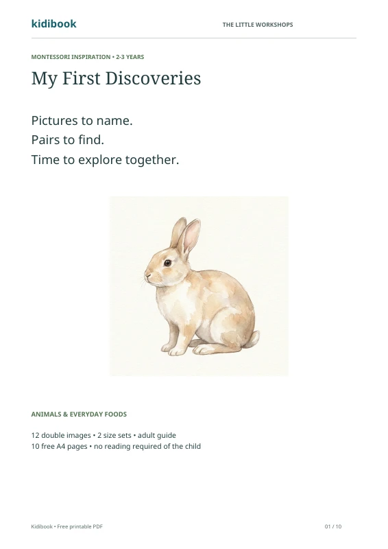 Cover of the free booklet: My First Discoveries, 2-3 years old