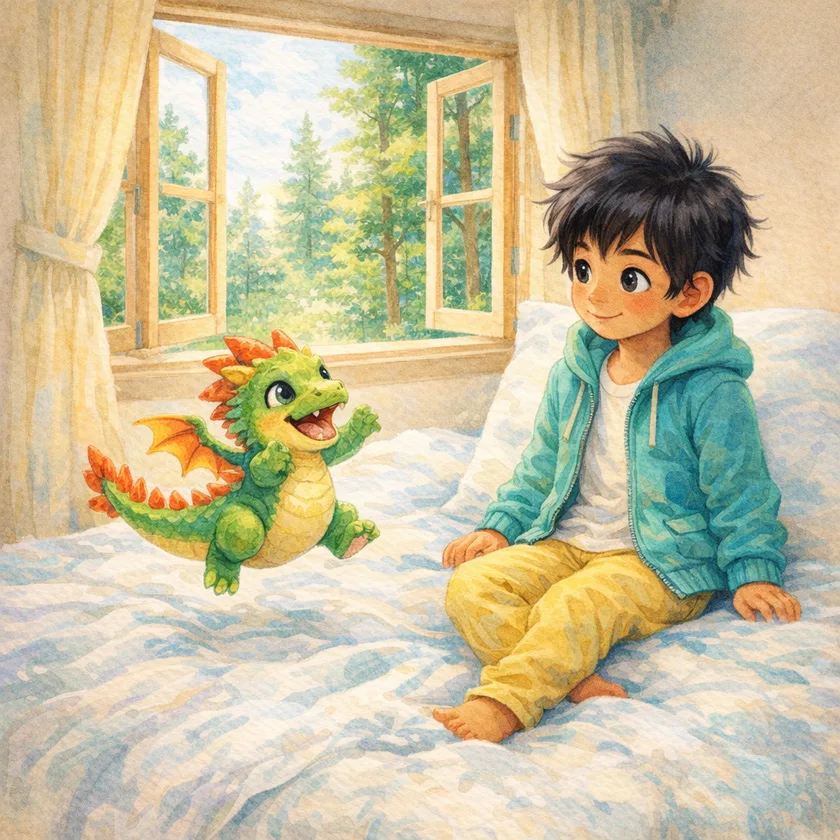 Mateo y dragón al comienzo de su aventura