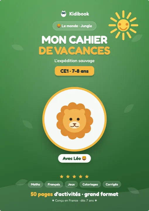 Livre Mon cahier de vacances CE1 – Kidibook, monde Jungle