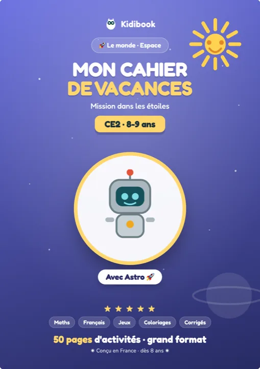 Livre Mon cahier de vacances CE2 – Kidibook, monde Espace