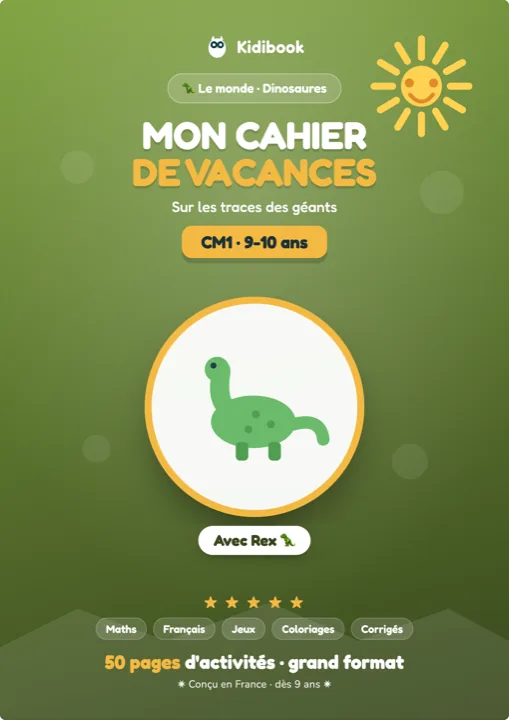 Livre Mon cahier de vacances CM1 – Kidibook, monde Dinosaure