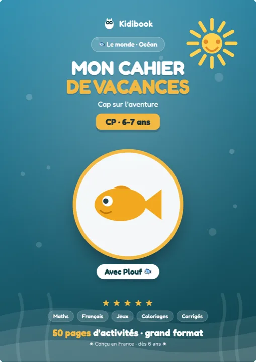 Livre Mon cahier de vacances CP – Kidibook, monde Marin