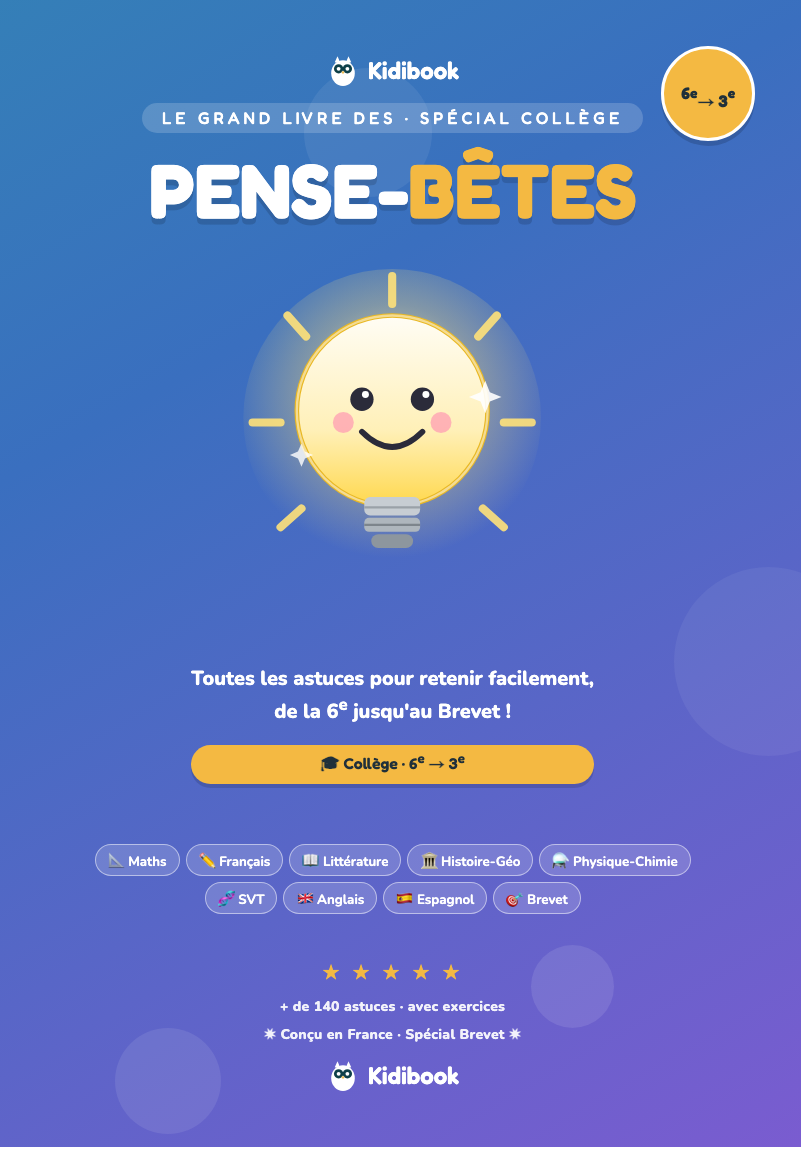Couverture du Grand Livre des Pense-Bêtes, édition Spécial Collège 6e-3e